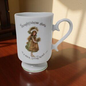 Vintage -1973 Holly Hobbie Porcelain - Footed Mug "Thoughtfulness Starts in a Wa